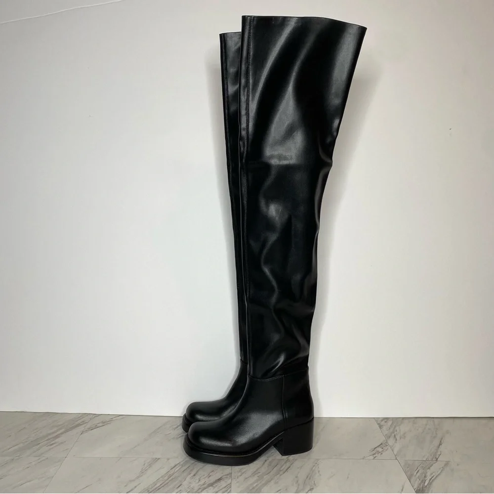 Jeffrey Campbell Reflect Ok Black Thigh High Boot 6 1/2